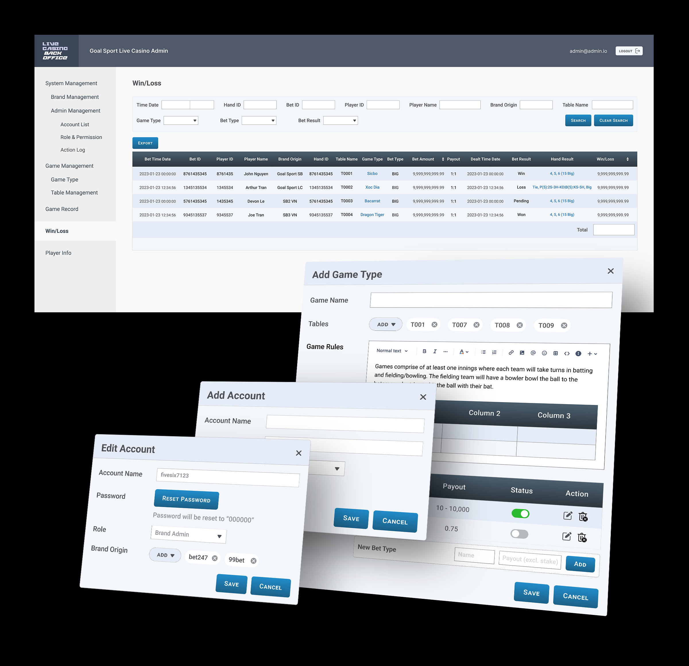 Back Offce Modal Designs