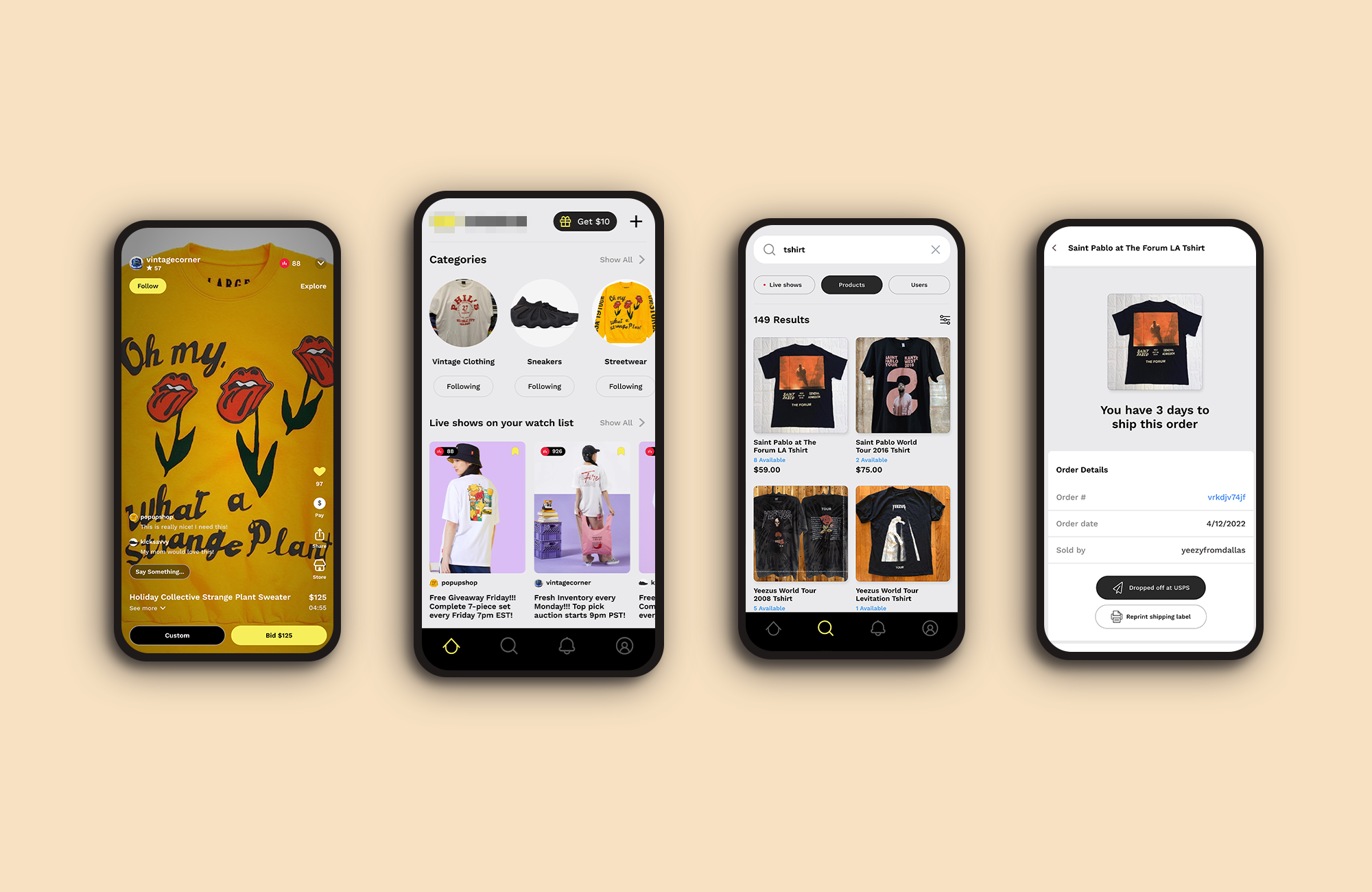 Live Selling App Design